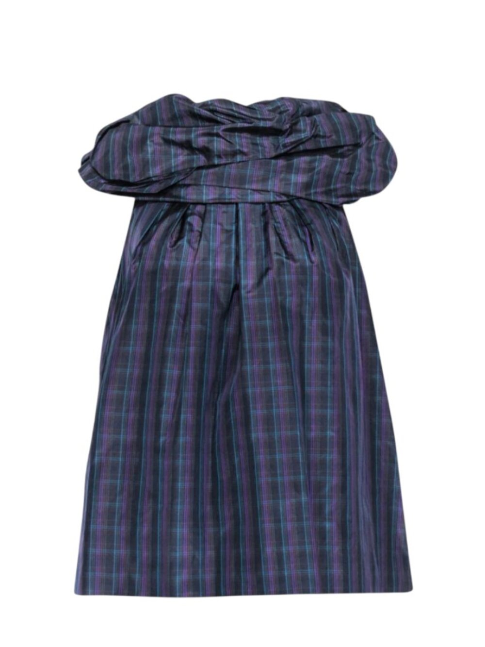 Marc Jacobs Puff Collar Top Blouse Shirt Womens 4 Black Purple Plaid Velvet Bow